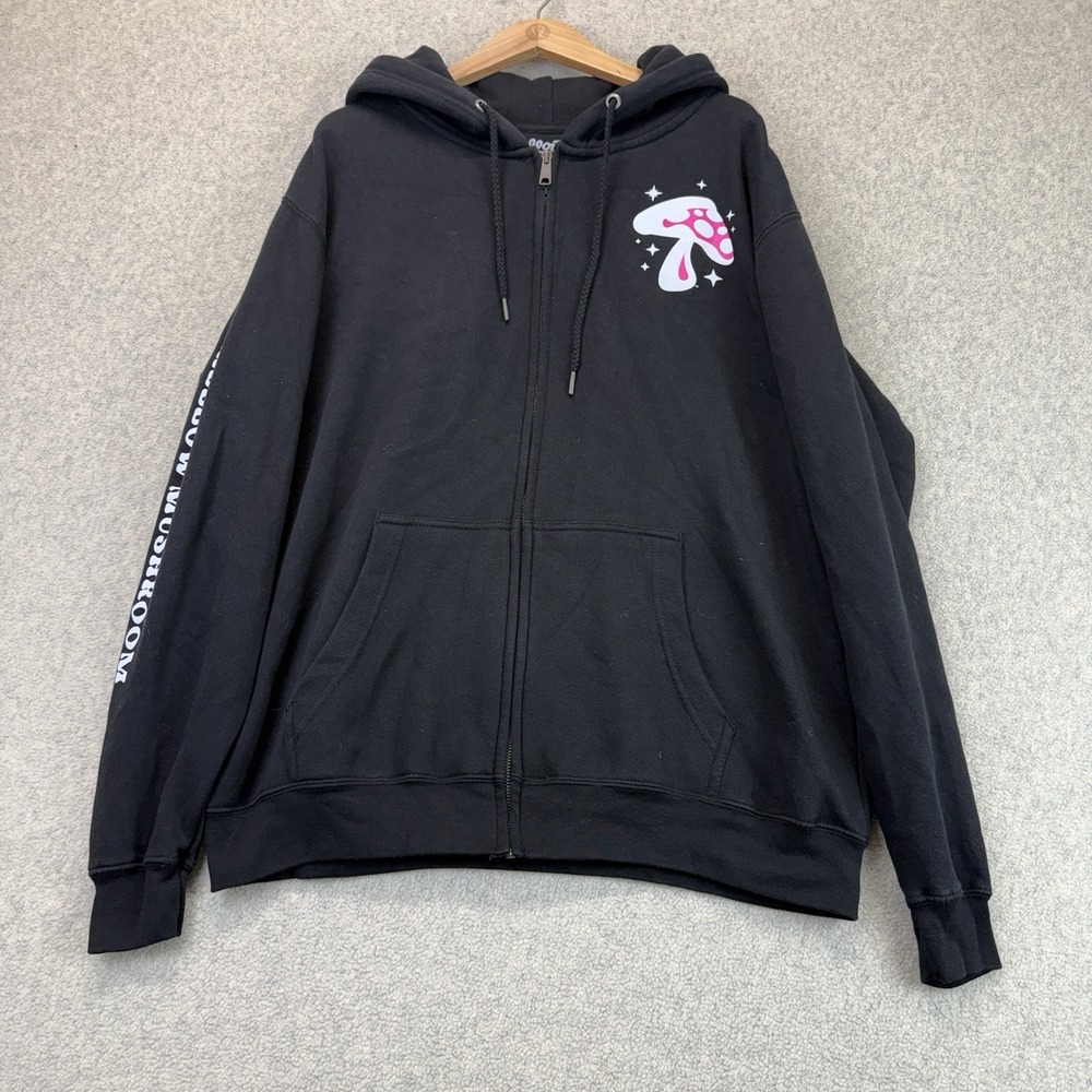 Mellow Mushroom Fall Out Flavor Trip Black Full-Zip Graphic Hoodie Size L